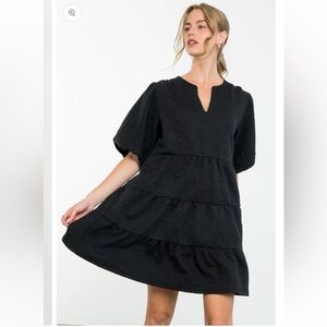 THML Black Puff Sleeve Dress Size Medium